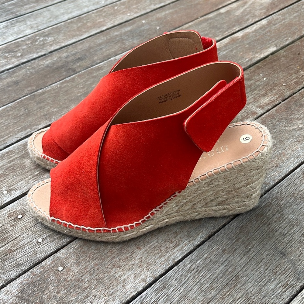 Maypol made in Spain red wedge heel espadrilles.